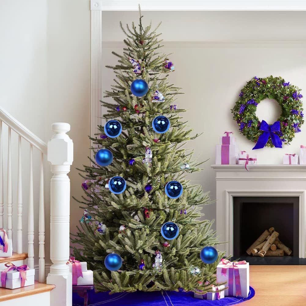 Christmas Ornament, Large Shatterproof Blue Plastic Hanging Ornaments, 5.9 (2pcs), Classic Style, Perfect for Christmas, Birthday, New Year, Anniversary, Valentine's Day